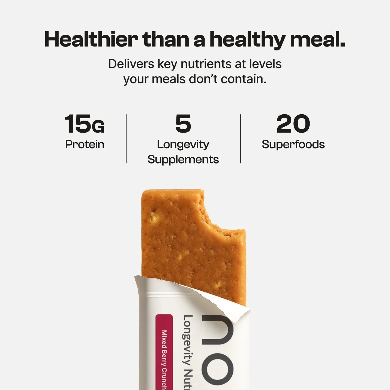 NOVOS Bar with protein, fiber, longevity ingredients and whole-food ingredients