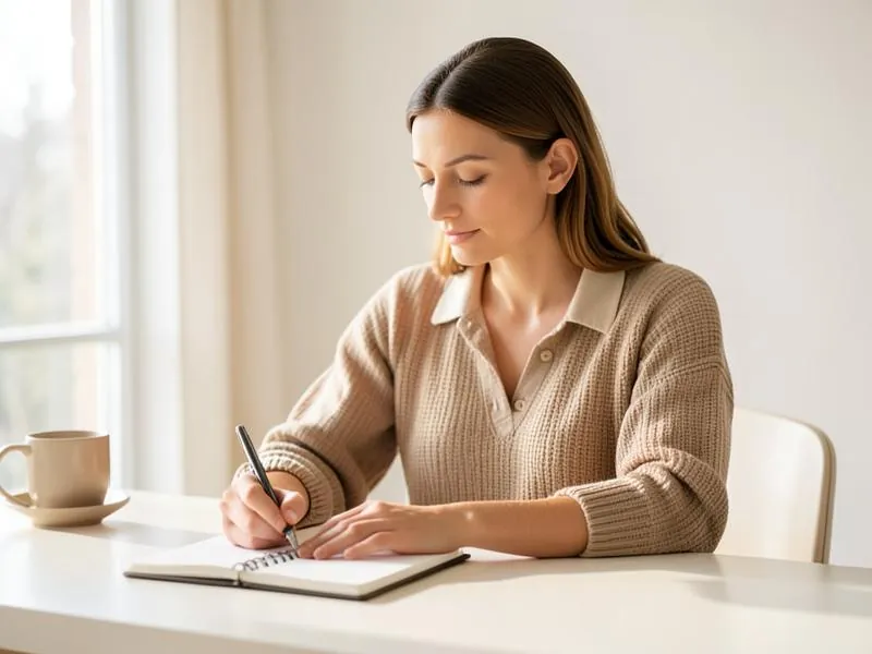Woman working with calm concentration