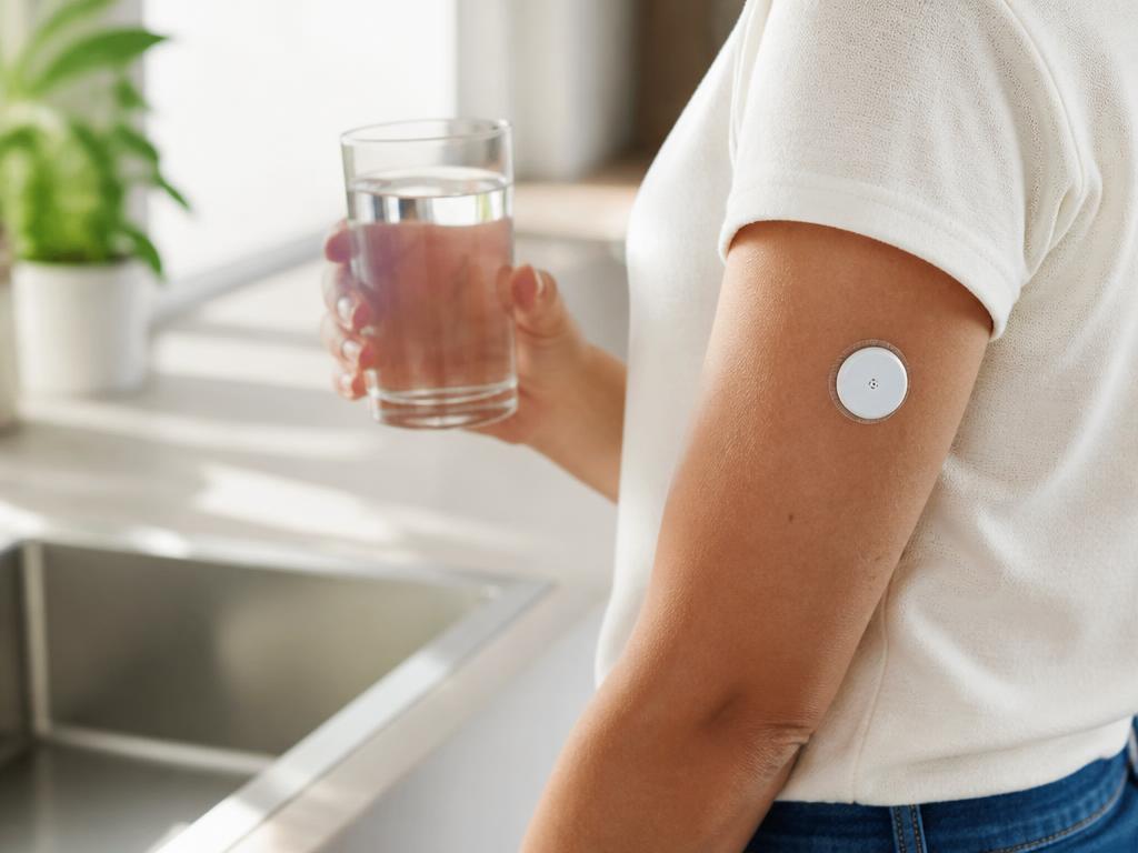 A wearable glucose sensor on a forearm
