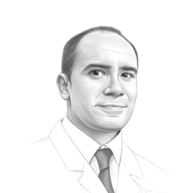 Portrait illustration of Dr. Oliver Medvedik, PhD