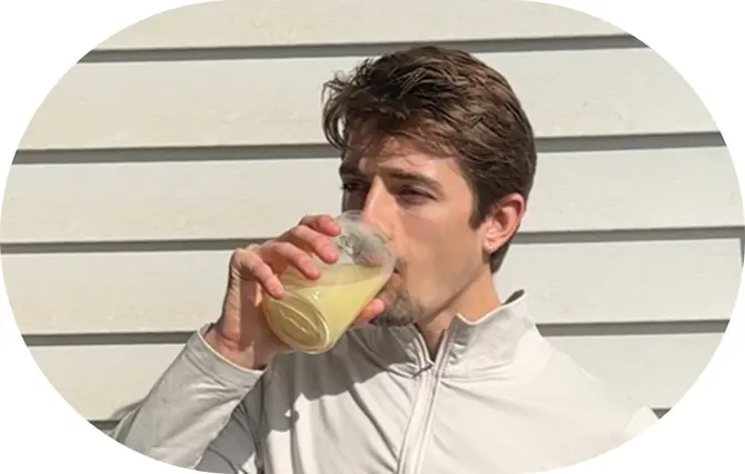 Customer drinking NOVOS Core