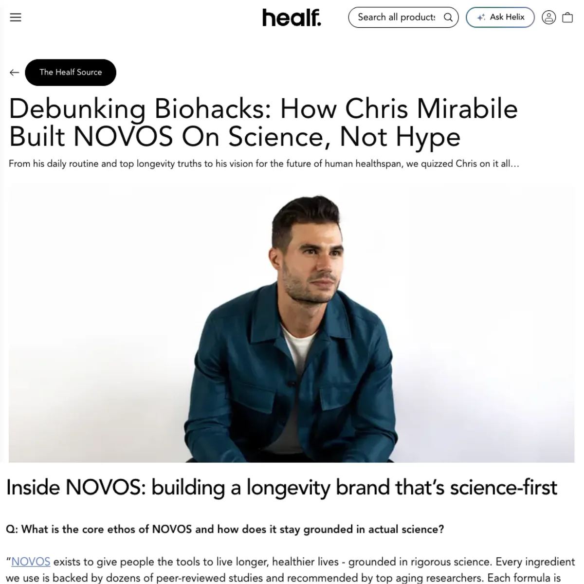 Healf Health Journal: Debunking Biohacks — How Chris Mirabile Built NOVOS On Science, Not Hype
